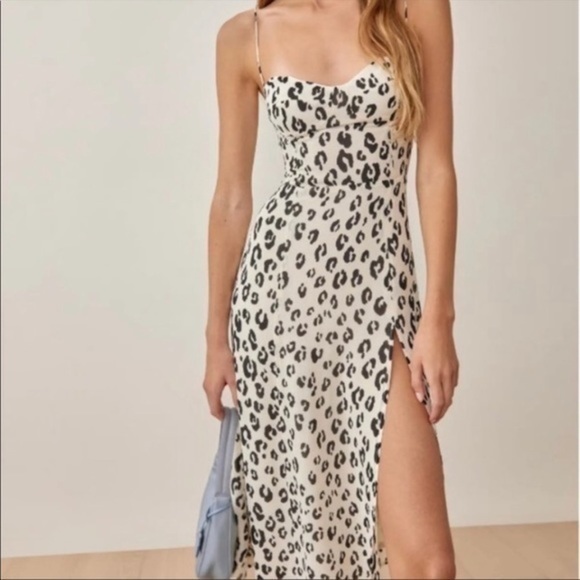 Reformation Juliette Dress in Snow Leopard *NEW* - Picture 2 of 6
